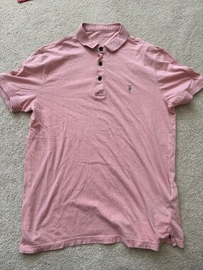 Men's All Saint Form Short Sleeve Pink Polo in Size Medium - Lightly Used